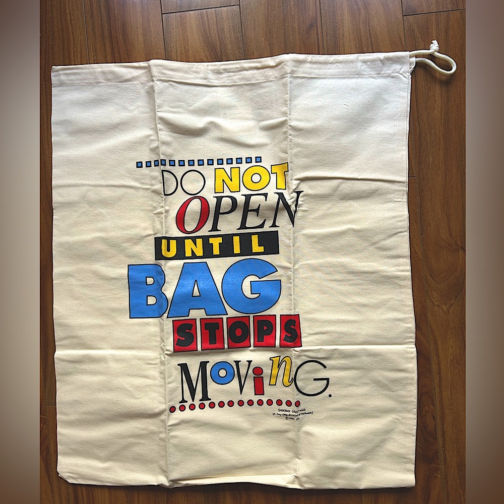 Shoebox  Greetings String Canvas laundry Bag with Colorful Text Design size L